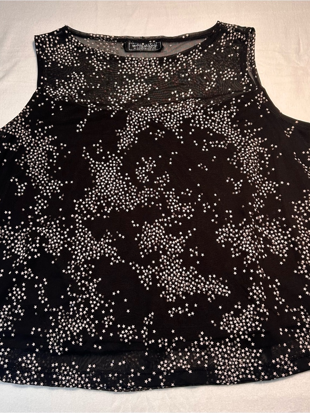 Vintage Y2K Impressions Star Print Mesh Tank Top Celestial Whimsigoth Witchy